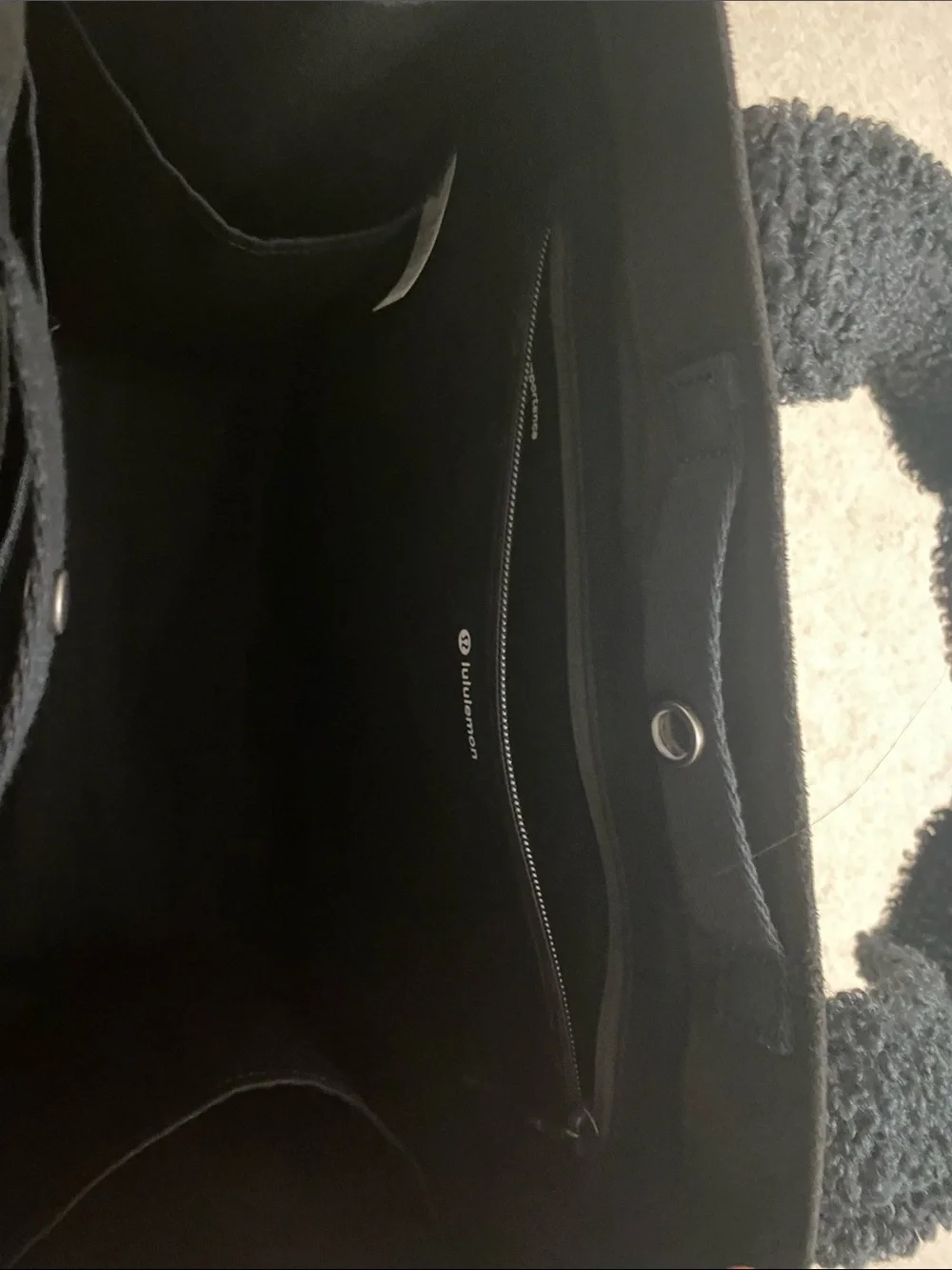 lululemon athletica Black Frayed-Trim Tote with Metal Logo